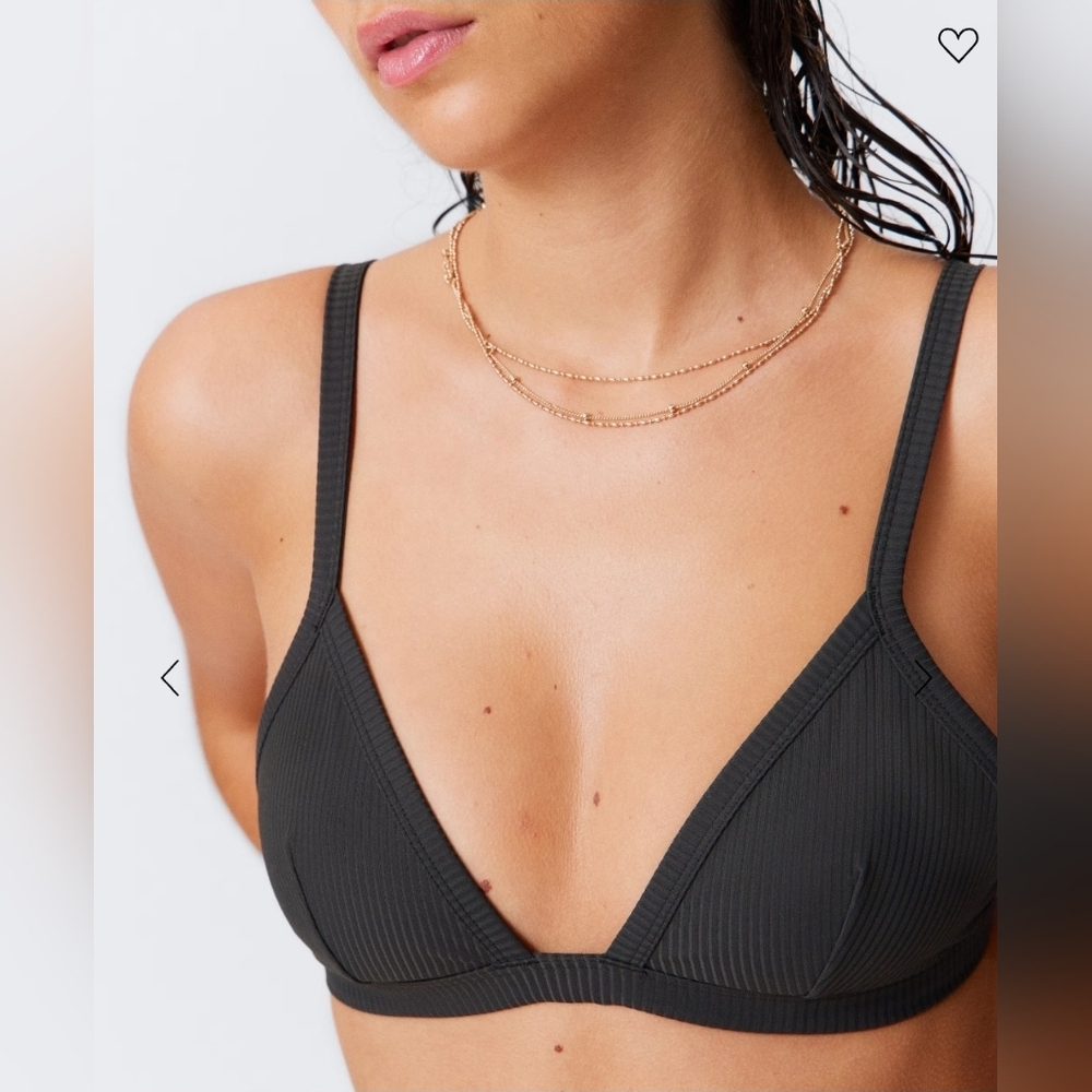 J. Crew Black Ribbed Triangle Bikini Top